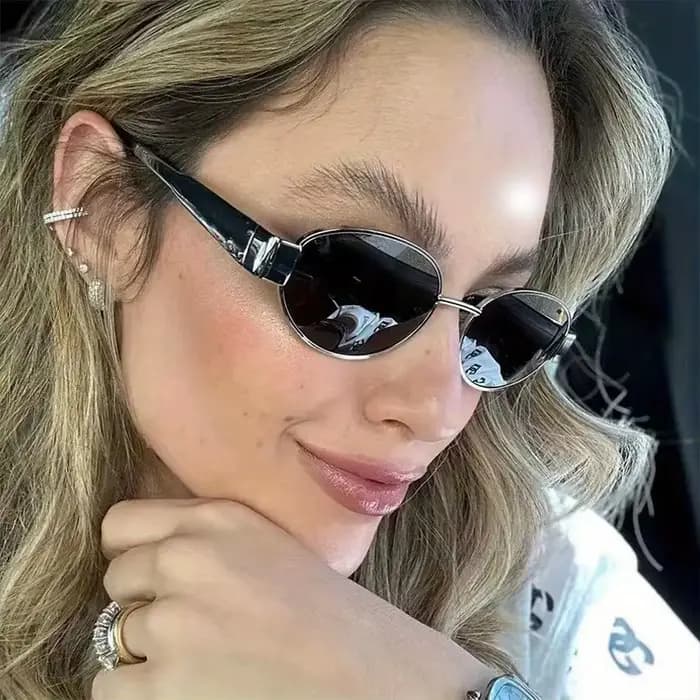 Lunettes de soleil de Protection solaire rétro Steampunk, Vintage, ovales en métal pour femmes, clas