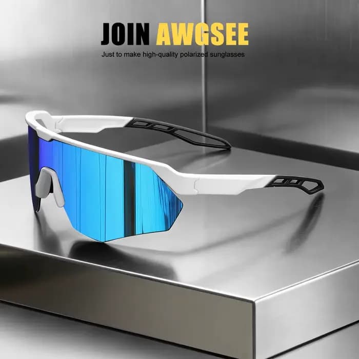 Lunettes de soleil de vélo polarisées à demi-monture – coupe-vent, légères, unisexes, adaptées au sk