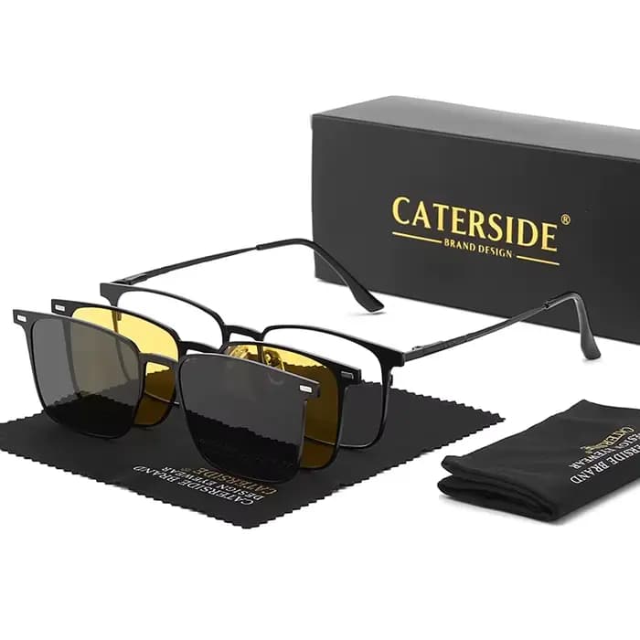 Caterside – lunettes de soleil polarisées pour hommes et femmes, monture métallique, ensemble de lun