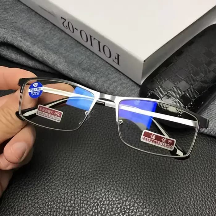 Lunettes de lecture d'affaires en acier inoxydable pour hommes, pour lecteur, blocage de la lumière