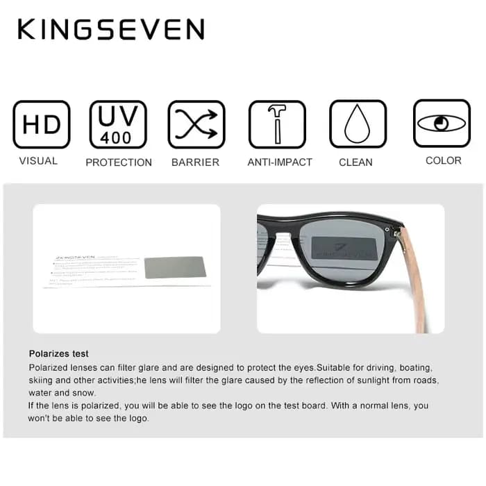 KINGSEVEN Design exclusif Vintage lunettes pour hommes lunettes de soleil en bois de noyer Protectio