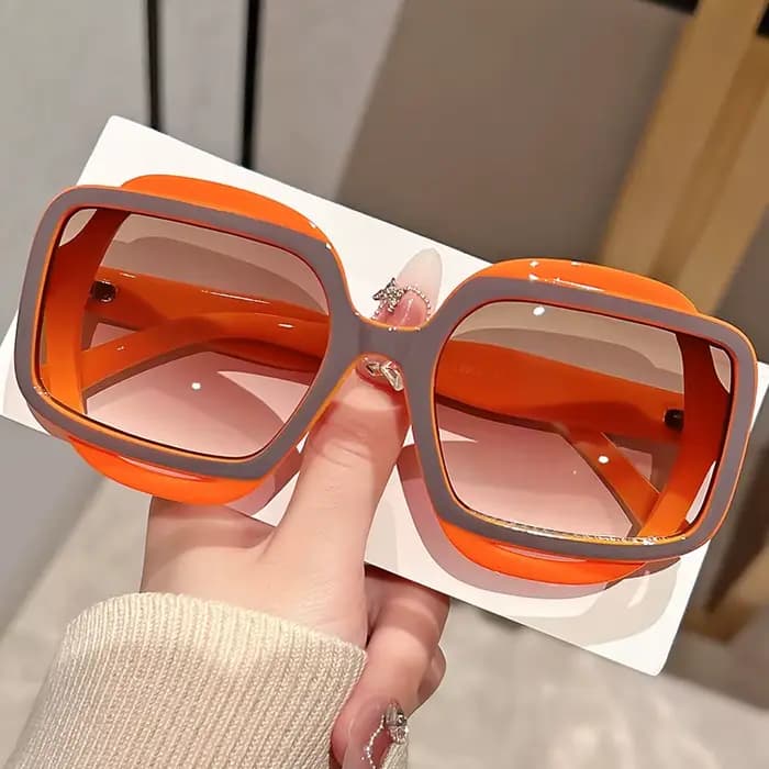 Lunettes de soleil à la mode avec blocage de couleur polygonal pour hommes et femmes, Style rétro Y2