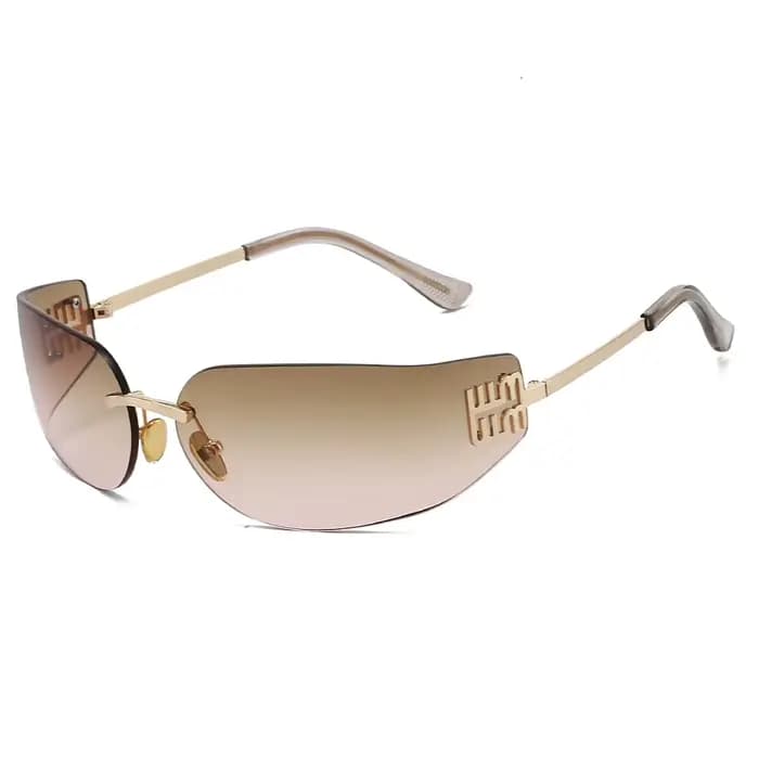 Lunettes de soleil haut de gamme pour femmes, sans cadre, incurvées, intégrées, pour la Protection d