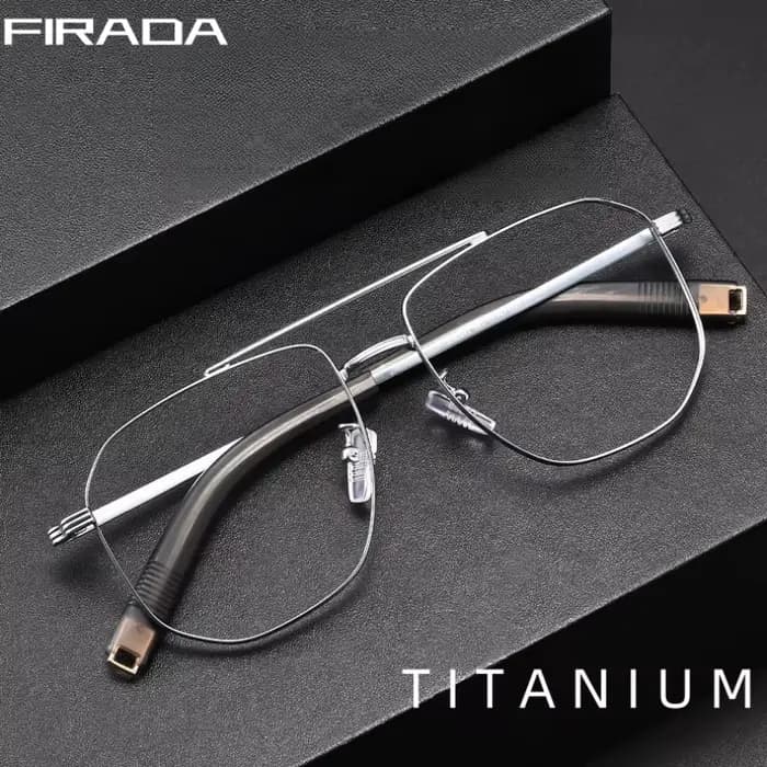 FIRADA mode Double faisceau lunettes Vintage luxe pur titane lunettes optique Prescription Ewewear c
