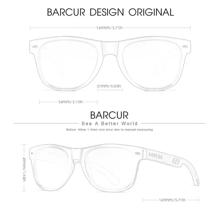BARCUR-Lunettes de soleil polarisées en bois naturel pour hommes, lunettes de soleil légères, protec