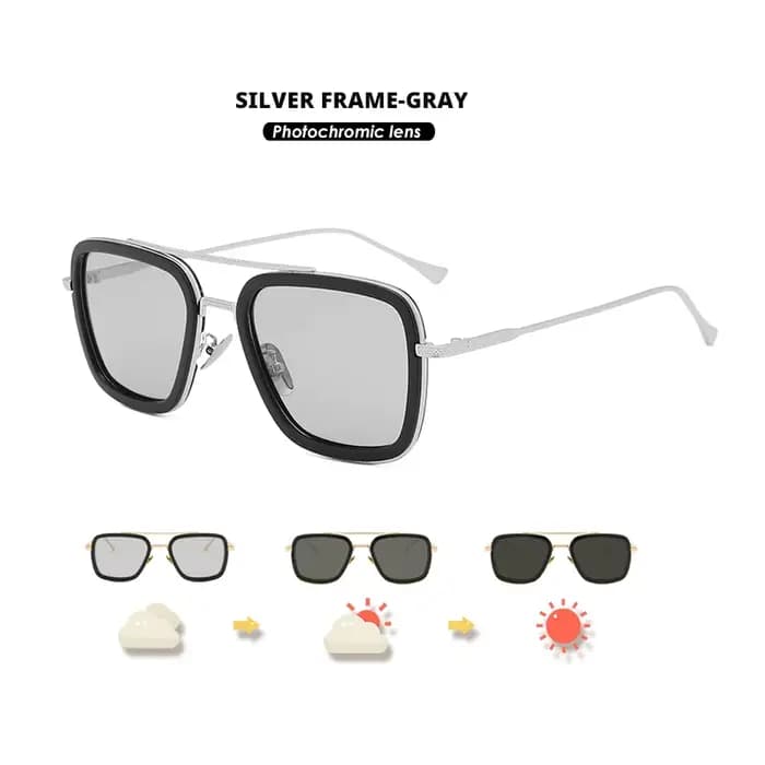 Top qualité Tony Stark carré lunettes de soleil photochromique polarisé hommes lunettes Steampunk lu