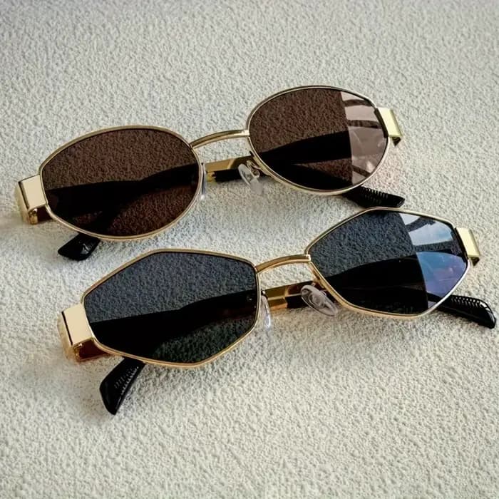 2 paires de lunettes d'été à la mode pour femmes, monture rétro dorée, combinaison de lunettes tenda