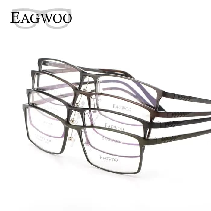 Eagwoo aluminium hommes large visage lunettes de Prescription jante complète cadre optique affaires