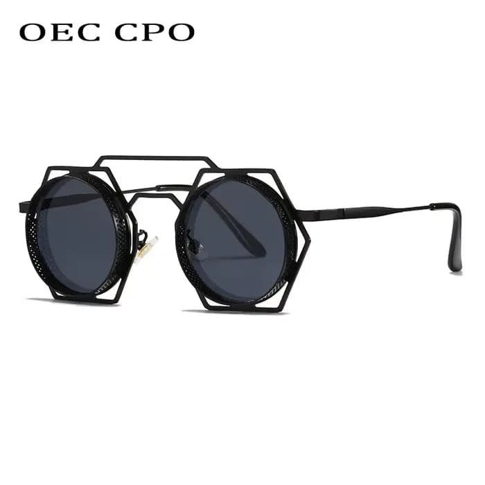 OEC CPO Steampunk lunettes de soleil rondes femmes hommes 2023 maille métallique personnalité lunett