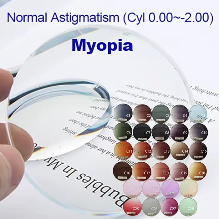SO & EI 1.56 1.61 1.67 1.74 Prescription CR-39 résine asphérique lunettes colorées lentilles myopie