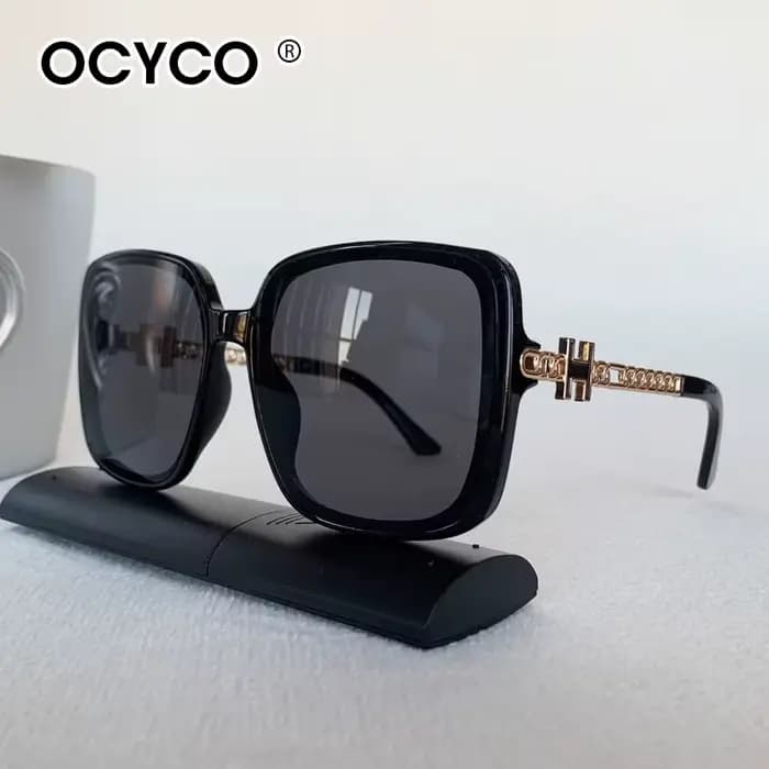 Lunettes de soleil tendance 2026 Fashion Square pour femmes, grandes montures colorées, verres dégra