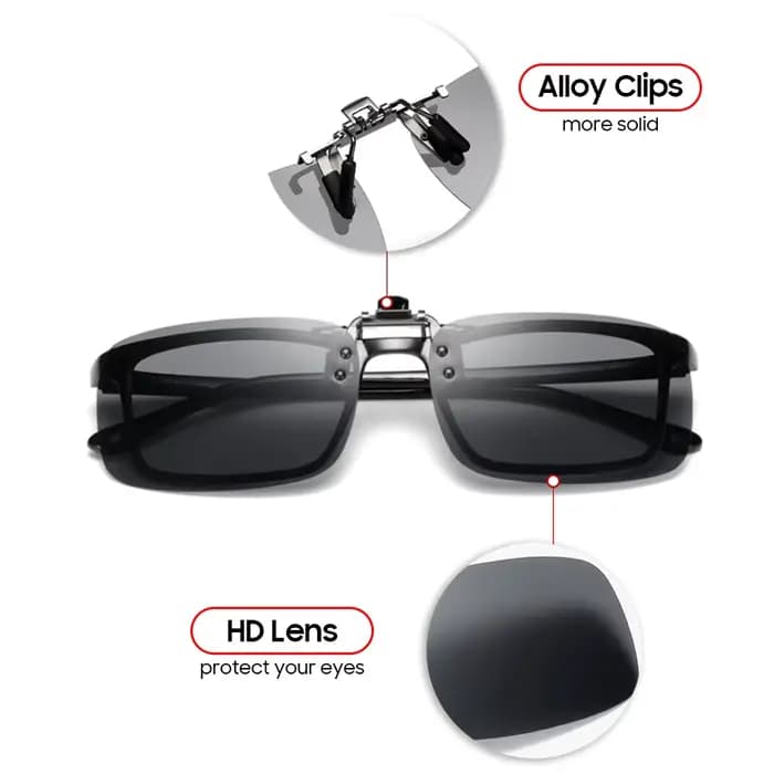 VIVIBEE miroir bleu rabattable pince sur lunettes de soleil pêche hommes carré lentille polarisée mé