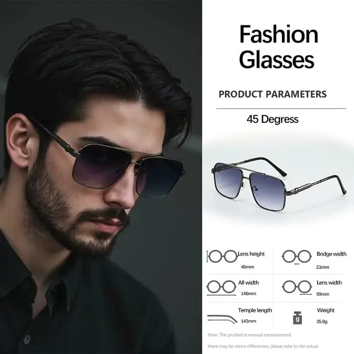 Lunettes de soleil modernes à Double faisceau en métal pour hommes