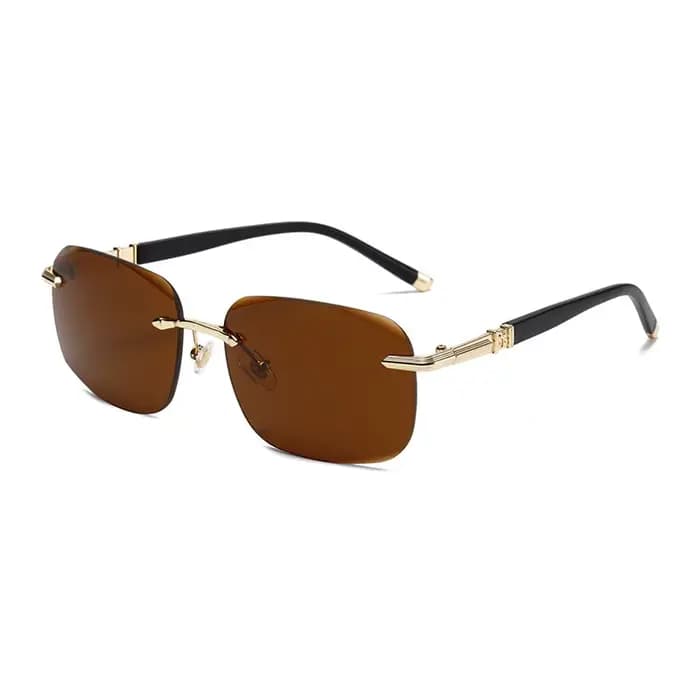 Lunettes de soleil rectangulaires sans bords pour femmes et hommes