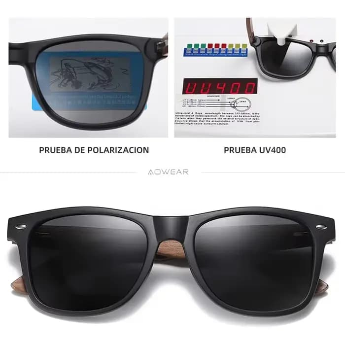 AOWEAR marque bois Aviation lunettes de soleil pour hommes femmes polarisées UV400 noyer