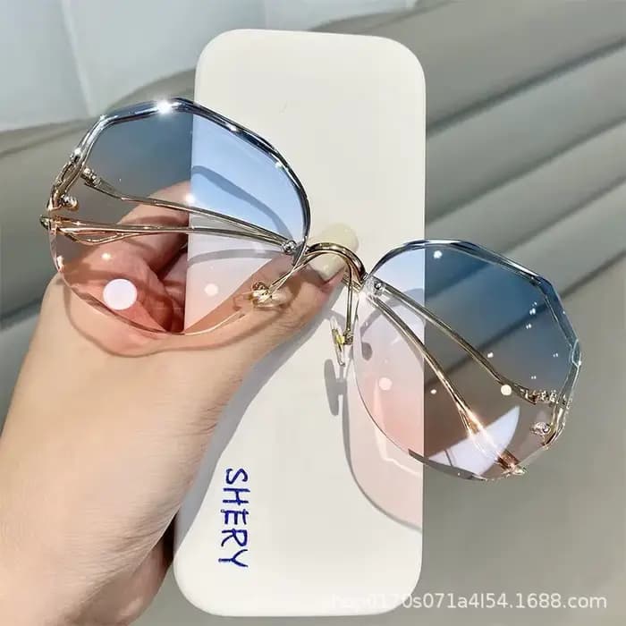 Lunettes de soleil vintage sans monture avec biscuits pour femmes et hommes