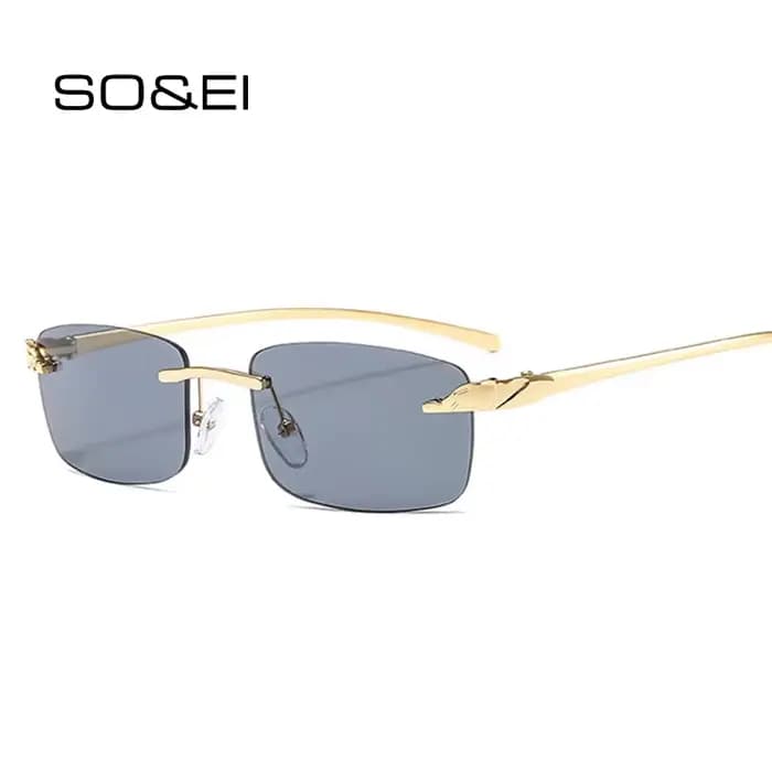 Lunettes de soleil rectangulaires sans monture vintage SO&EI pour femmes