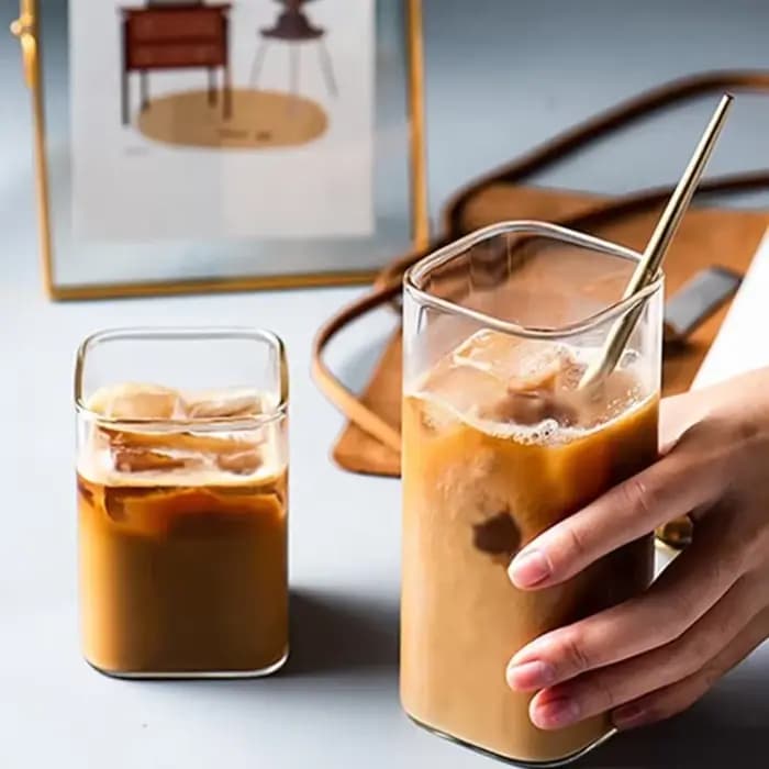Verre carré thé au lait tasse de boisson verre Transparent à haute teneur en Borosilicate boisson froide jus de lait tasses à thé bière tasse à café 250/350/450ML