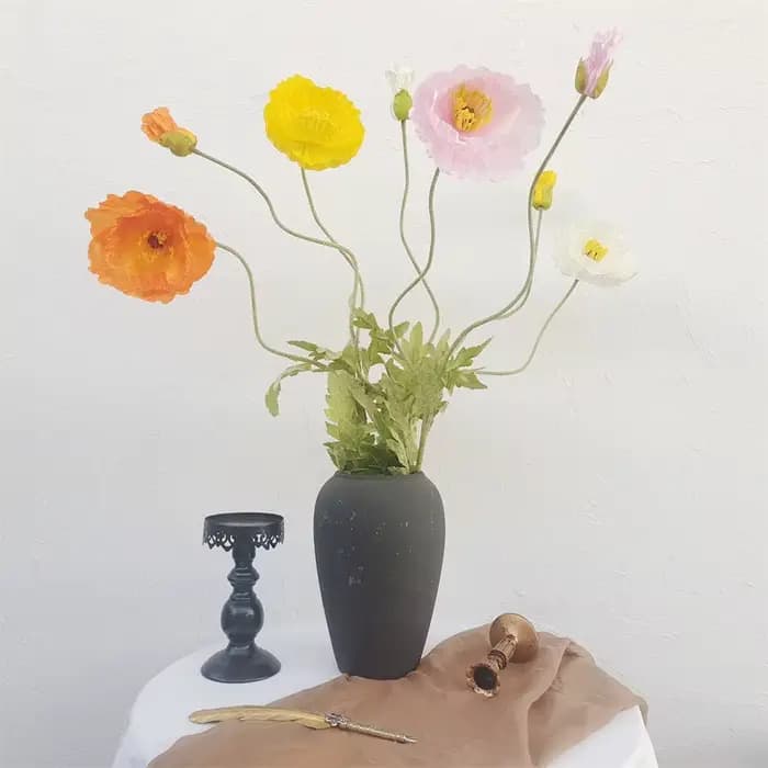 Grand vase de coquelicot à fleurs artificielles, 105cm, pour salle de mariage, décoration de maison, matériel pour photo, présentoir