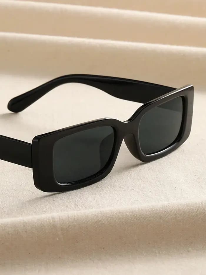 1 paire de lunettes de soleil carrées en plastique noir unisexe