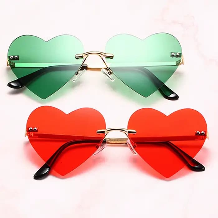 Lunettes de soleil en forme de cœur sans monture pour femmes