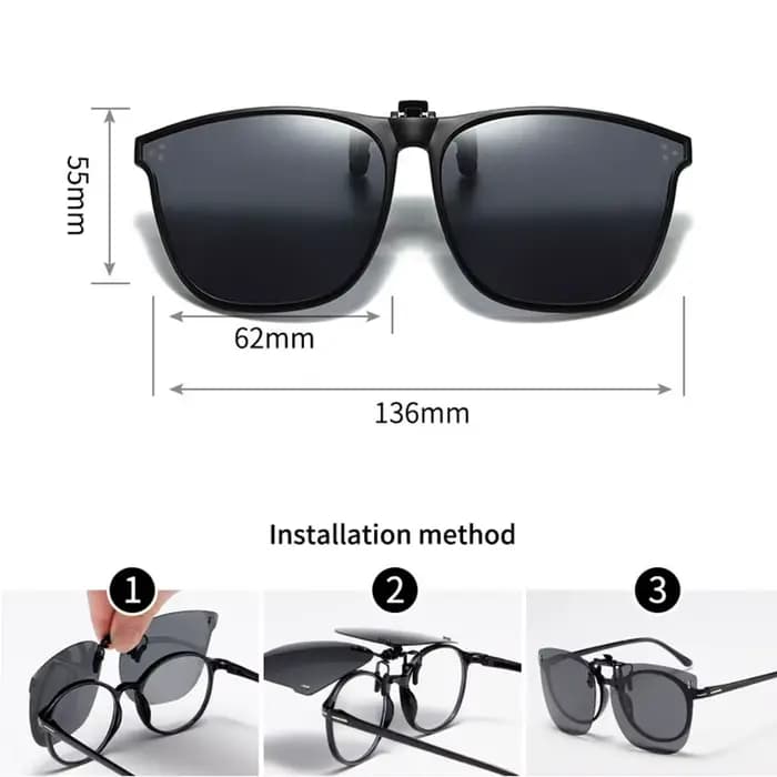 Lunettes de soleil à clipser de forme carrée