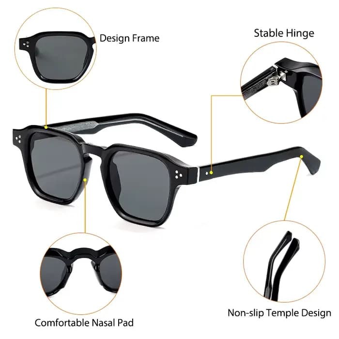 Lunettes de soleil carrées classiques CATERSIDE pour hommes