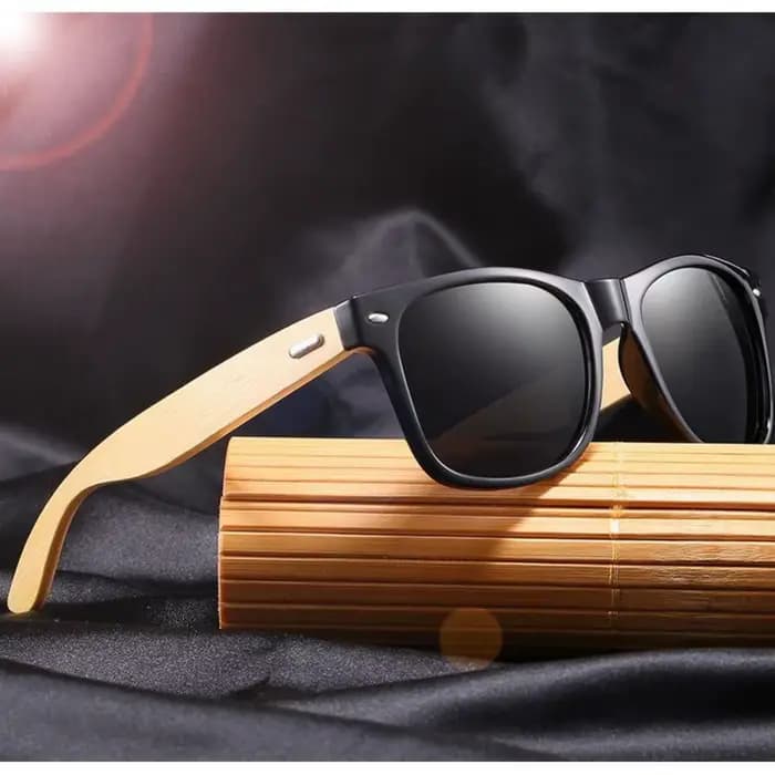 Lunettes de soleil carrées Vintage en bois de bambou pour hommes et femmes