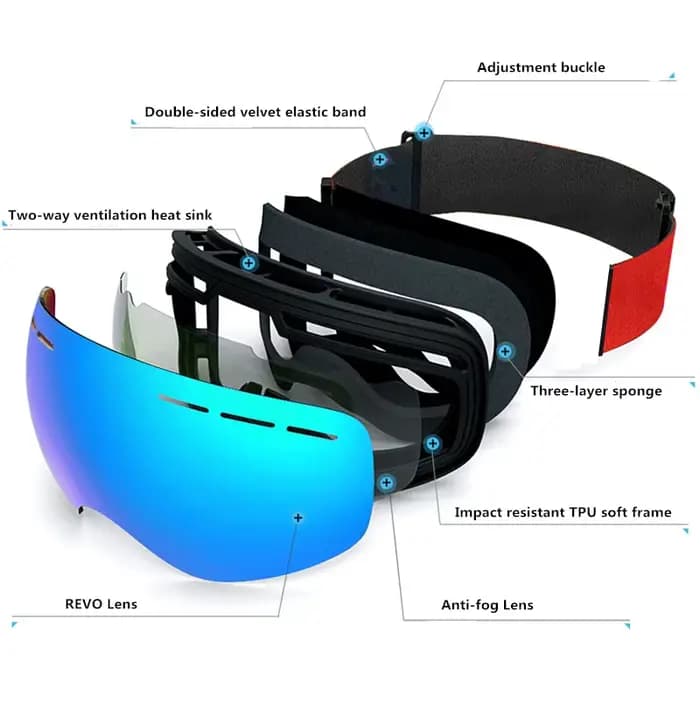 Lunettes de ski anti-buée double couche pour hommes et femmes