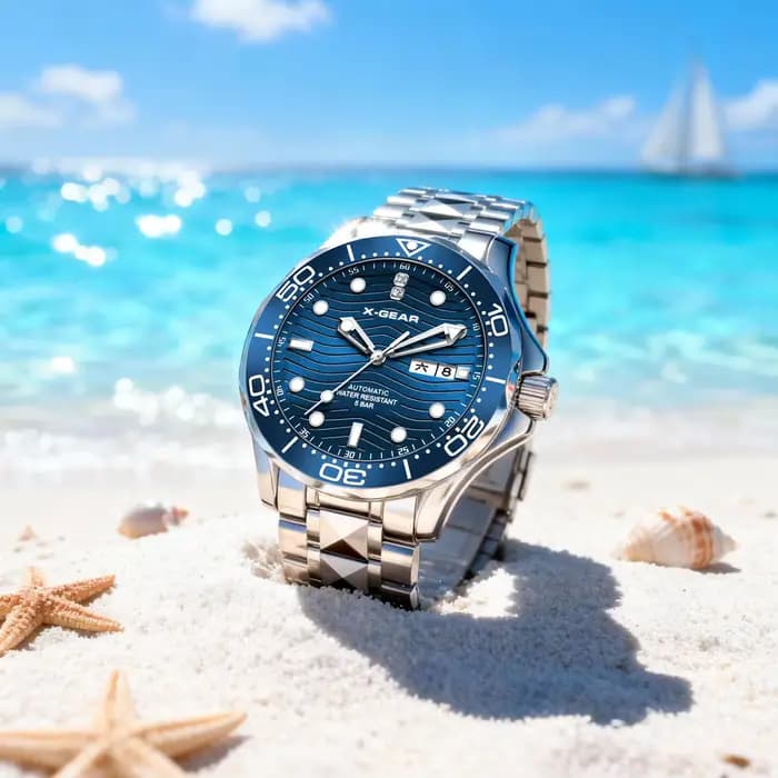 Montre automatique mécanique pour homme en acier inoxydable avec lunette en céramique et aiguilles lumineuses