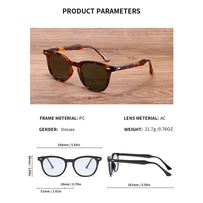 Lunettes de soleil carrées rétro pour hommes et femmes