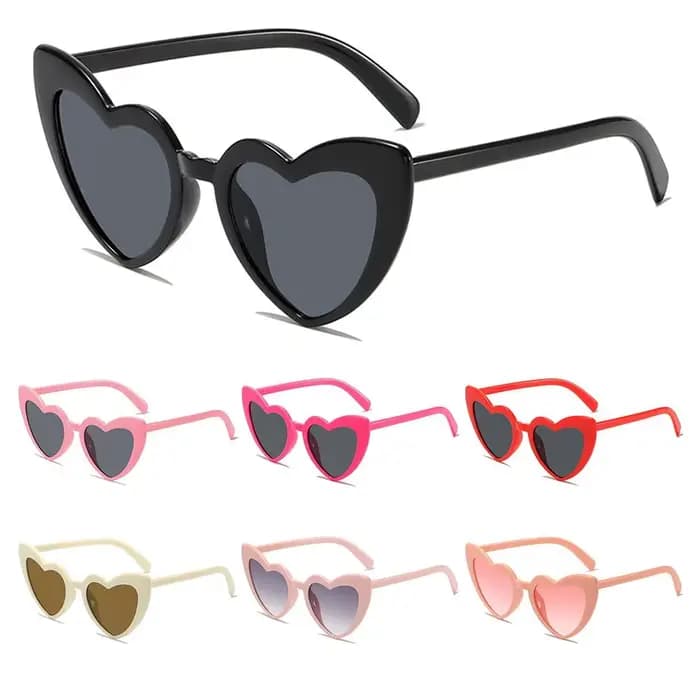 Lunettes de soleil en forme de coeur Vintage irrégulière rose