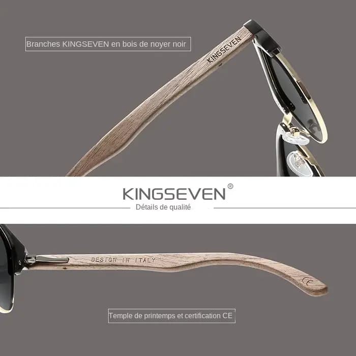 KINGSEVEN – lunettes de soleil polarisées en bois de noyer noir pour hommes et femmes