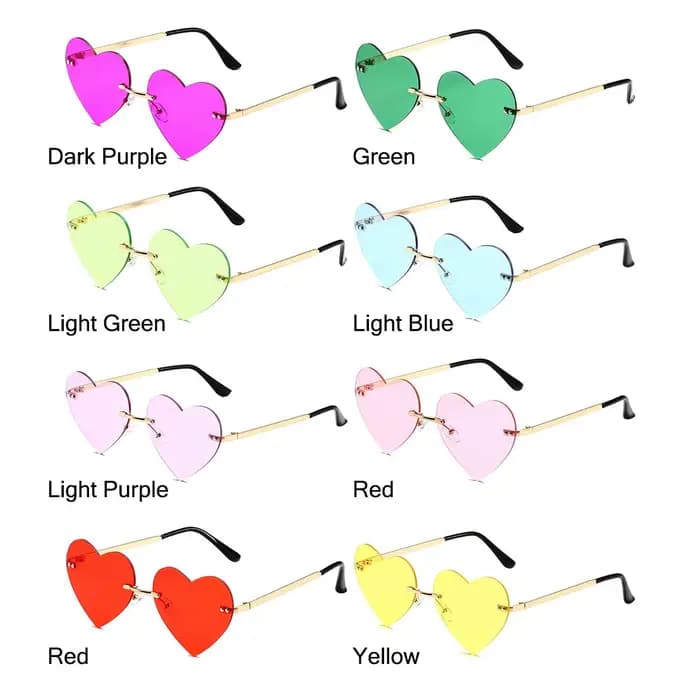 Lunettes de soleil en forme de cœur sans monture pour femmes
