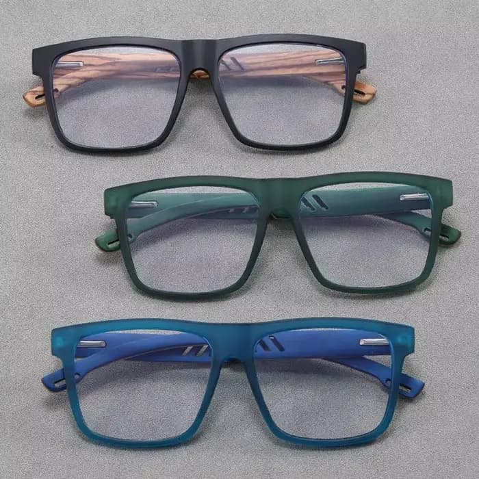 Lunettes de myopie à jambe plate en grain de bois