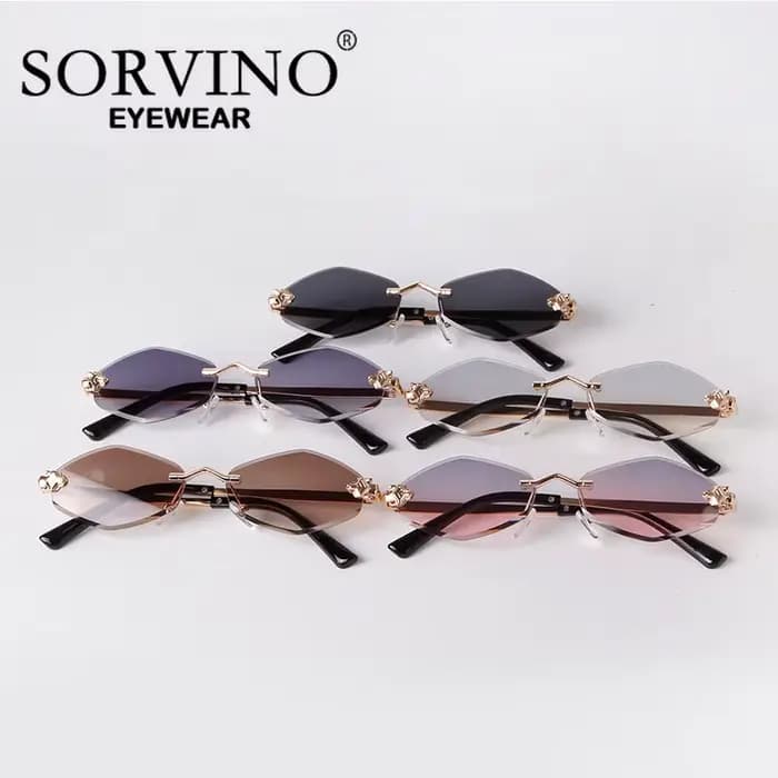 Lunettes de soleil en losange polygonales sans monture pour femmes
