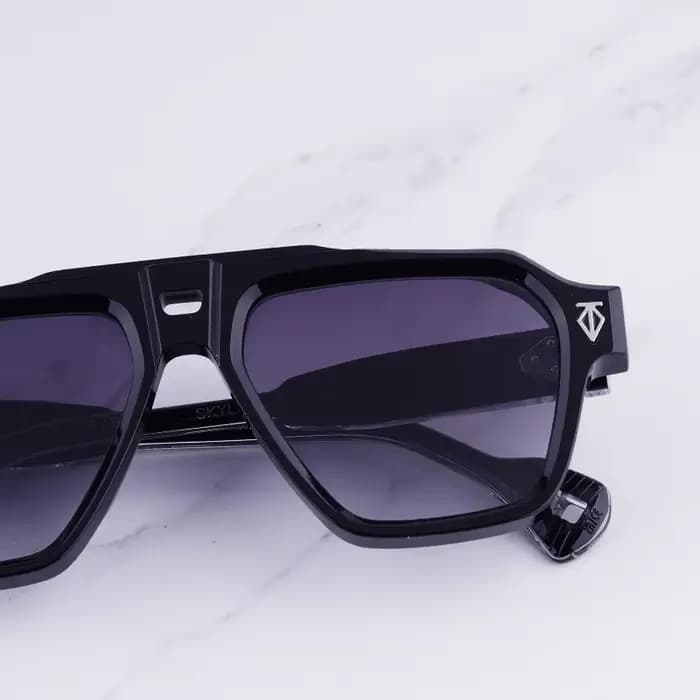Lunettes de soleil pilote SKYLINE High Street noires et argentées pour homme