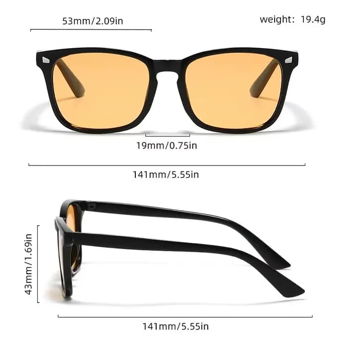 Lunettes carrées pour hommes au style unique avec verres rouges et fonction anti-lumière bleue