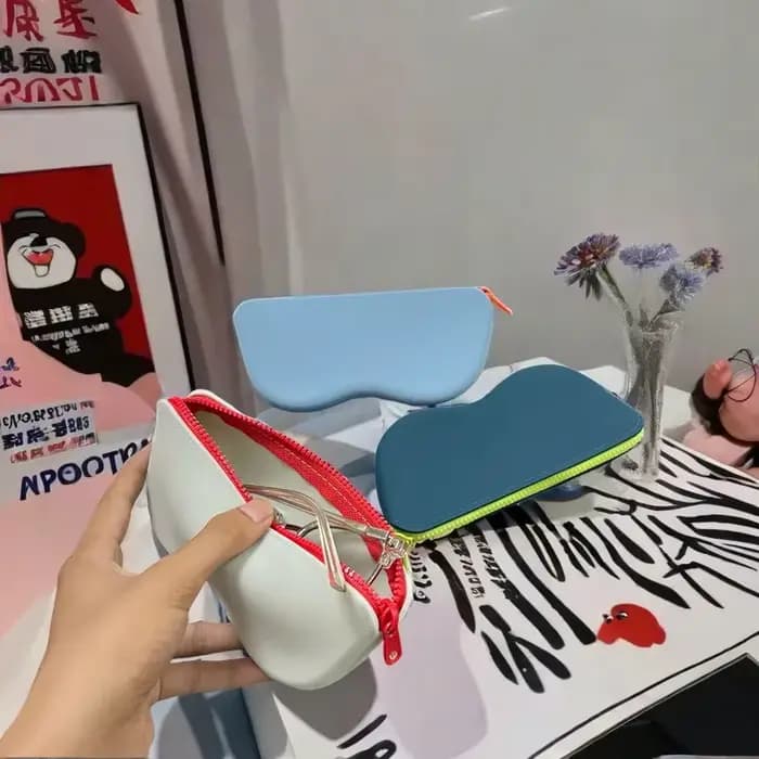 Étui à lunettes à fermeture éclair en silicone