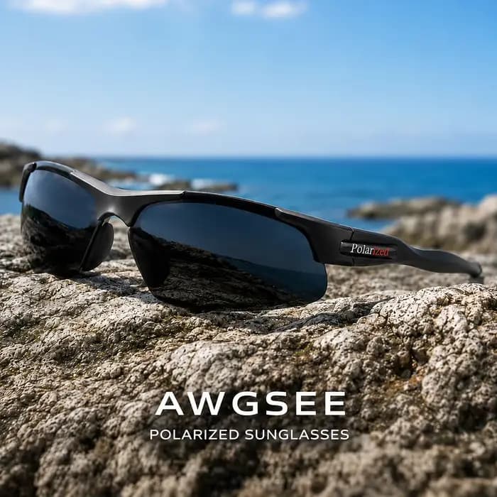Lunettes de soleil sport polarisées demi-cerclées pour hommes