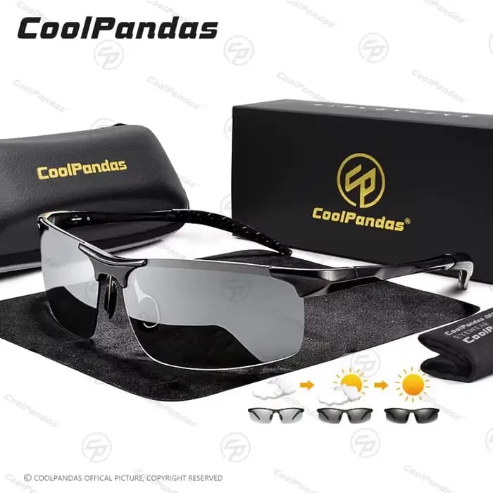 COOLPANDAS – lunettes de soleil polarisées photochromiques en aluminium pour hommes