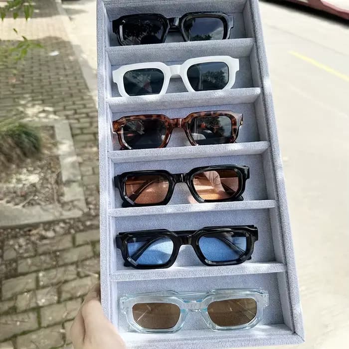 Nouveaux hommes Vintage Rectangle cadre lunettes de soleil mode rétro