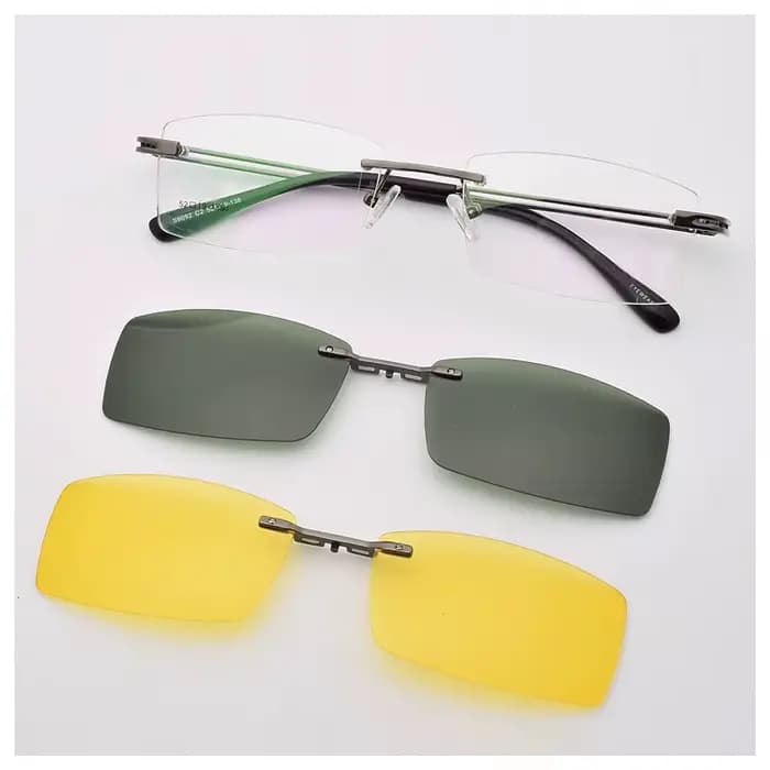 Sans cadre pour hommes avec pince magnétique Film myopie or lunettes lentille sans monture