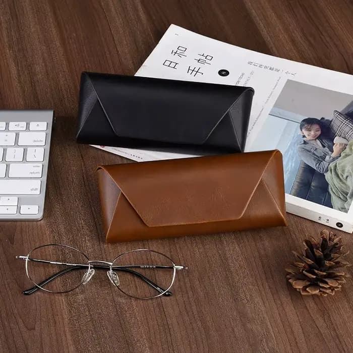 Boîte à lunettes rétro en cuir PU pour hommes