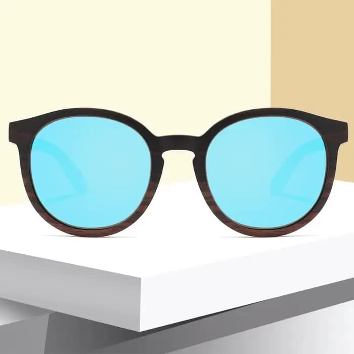 Lunettes de soleil rondes classiques en bois pour hommes et femmes