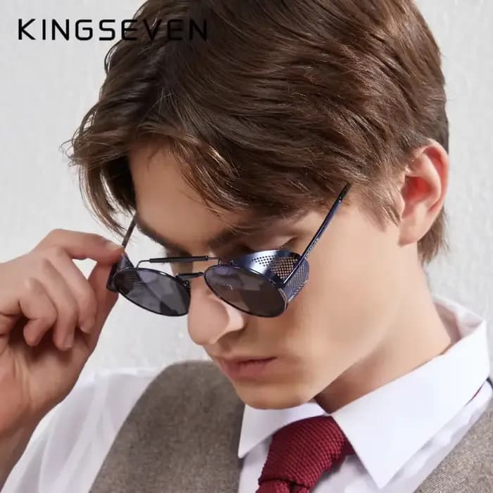 Lunettes de soleil rondes Steampunk pour hommes et femmes