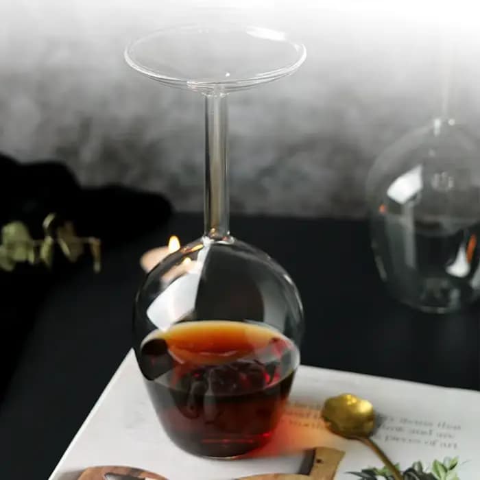 Outil de Bar 400ML, gobelet à l'envers transparent à longue tige, tasse à vin inversée, verre à vin épais, cadeau