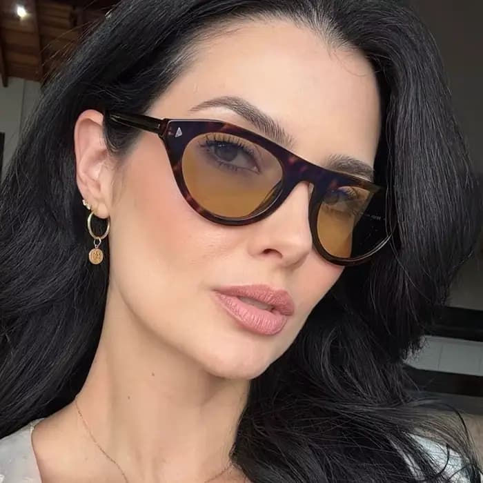 Lunettes de soleil rétro œil de chat écaille de tortue pour femme