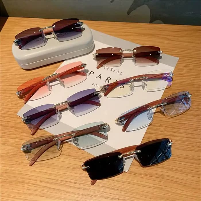 ChimPunk-Lunettes de soleil rectangulaires sans monture pour hommes et femmes