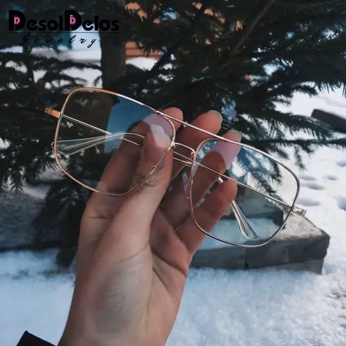Vintage or métal cadre lunettes hommes femmes